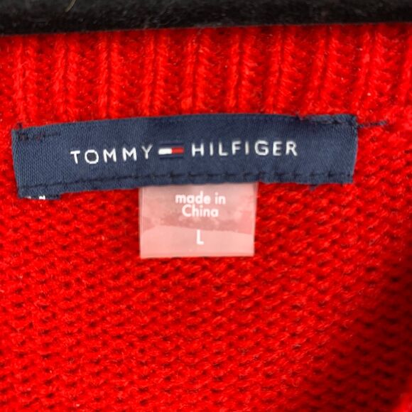 TOMMY HILFIGER HOLIDAY PLAID ACRYLIC SWEATER DRESS WOMENS Size LARGE RED BLACK - Picture 5 of 11